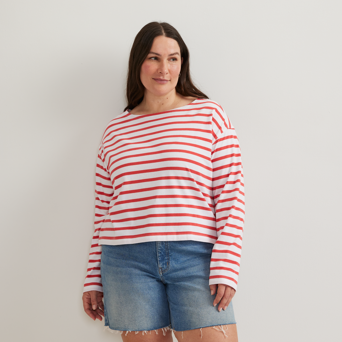 Women's Sailor Bateau Neck T-Shirt-Rhubarb-Plus-C1