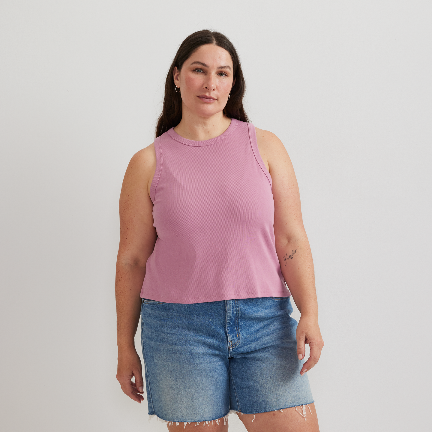 Women's Softline Ribbed Tank-Vintage Rose-Plus-C1