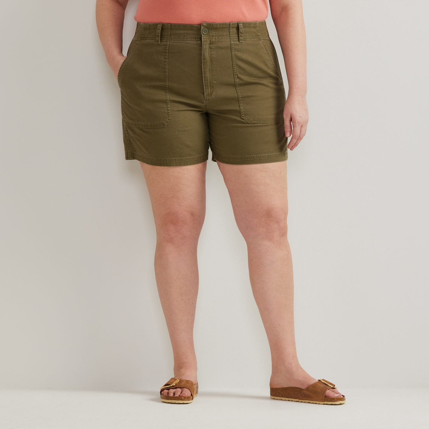 Women's Canvas Utility Shorts-Alder-Plus-C1