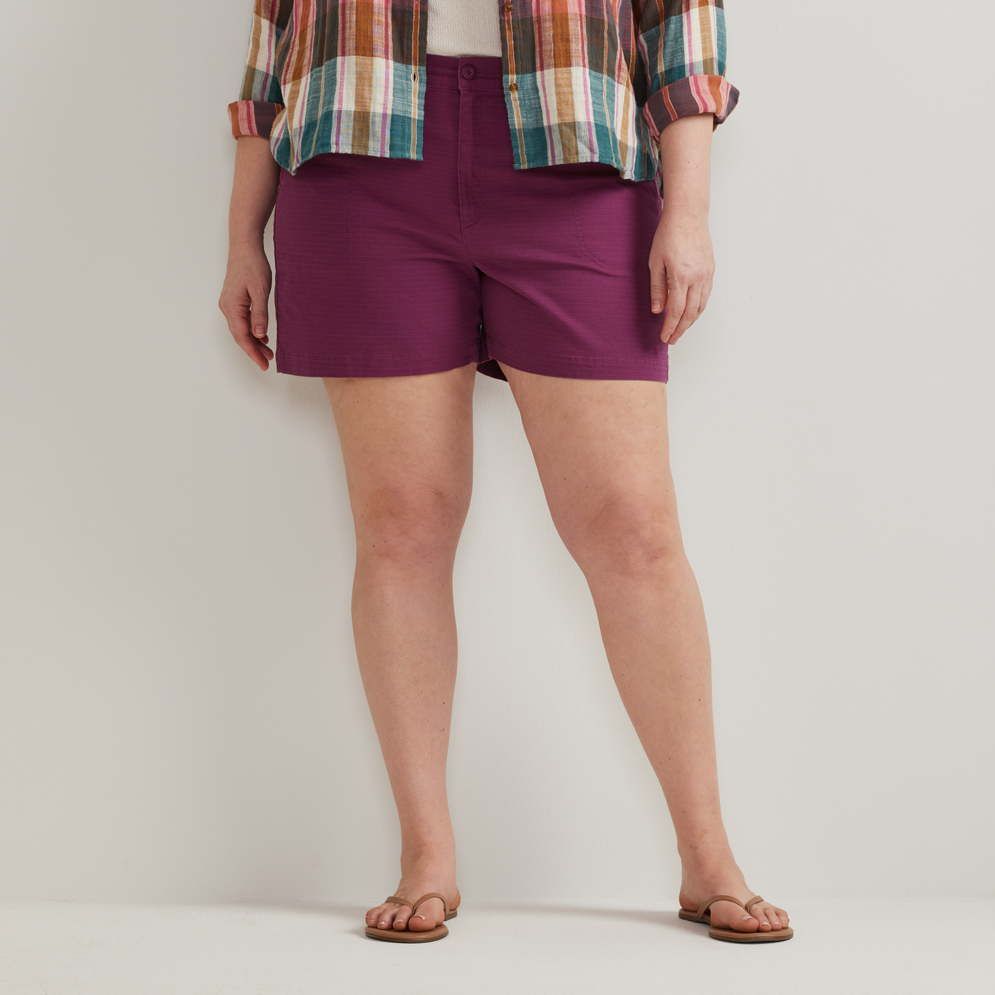 Women's Cotton Ripstop Shorts-Wine-Plus-C1