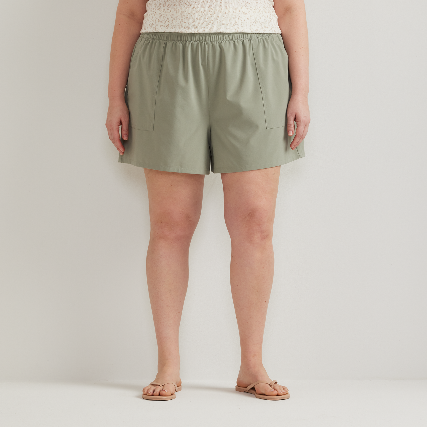 Women's Departure Pull-On Shorts-Sage-Plus-C1