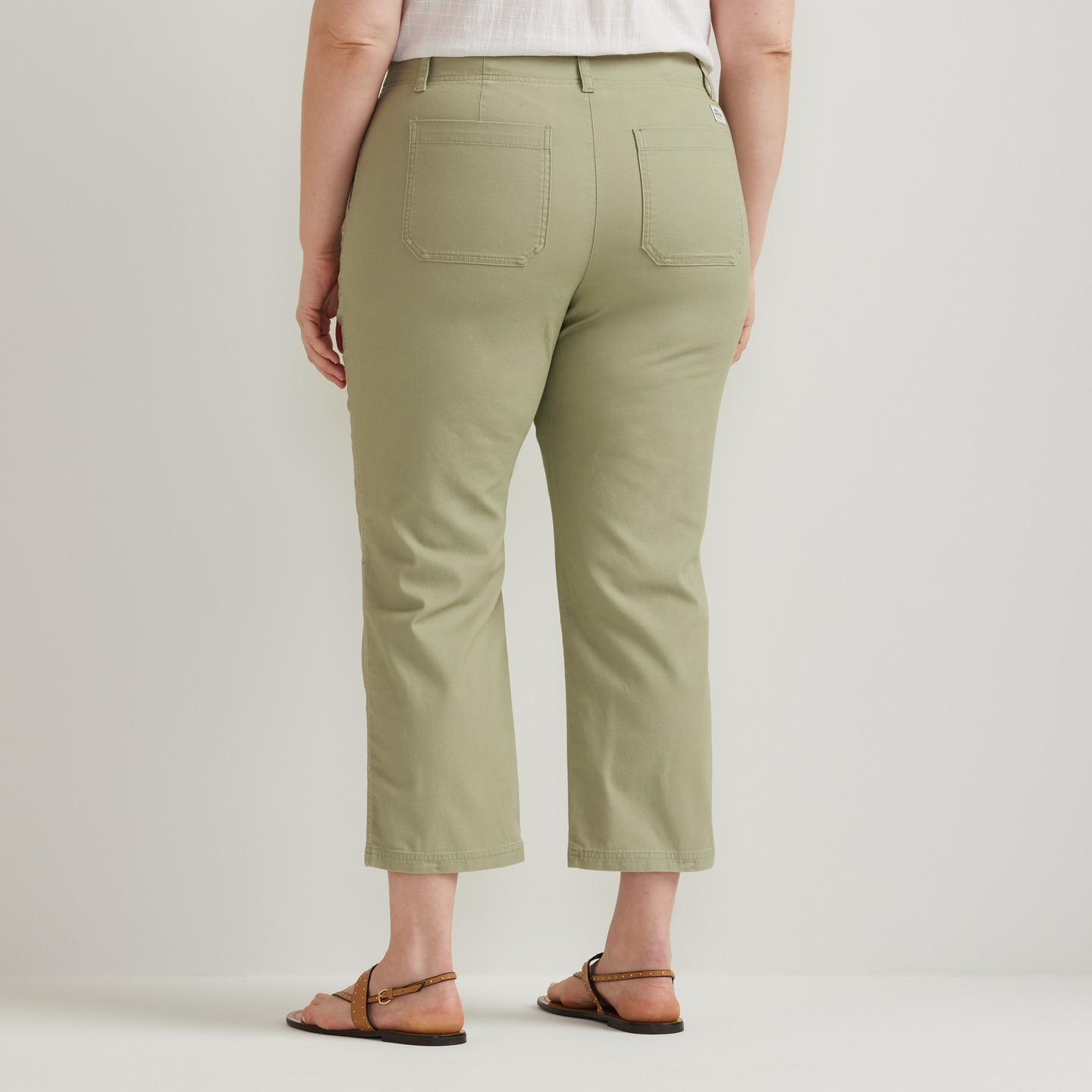 Women's Utility Stretch Canvas Kick Cropped Pants-Dusty Sage-Plus-f1