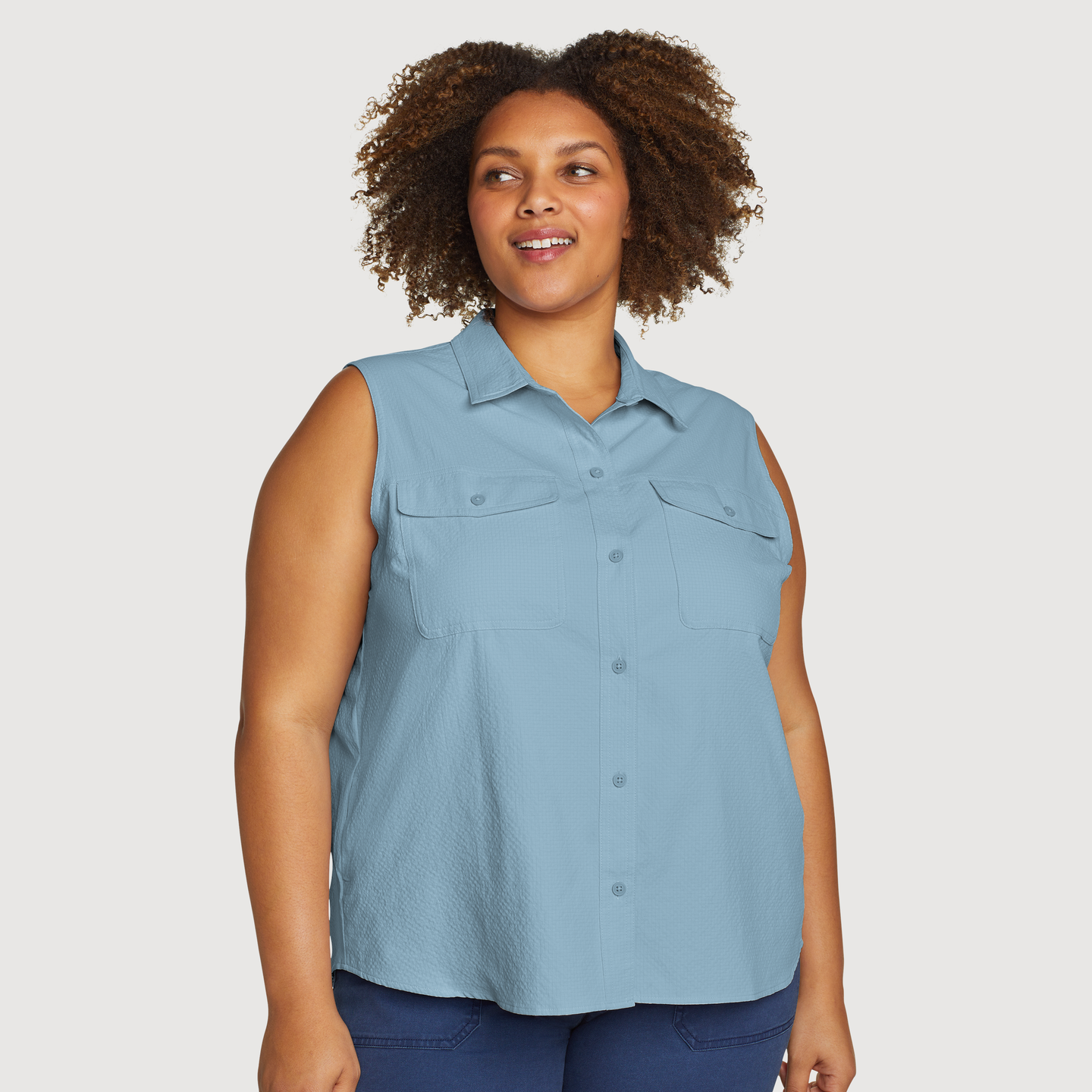 Women's Sleeveless Mountain Shirt 3.0 - Solid-Slate Blue-Plus-C1