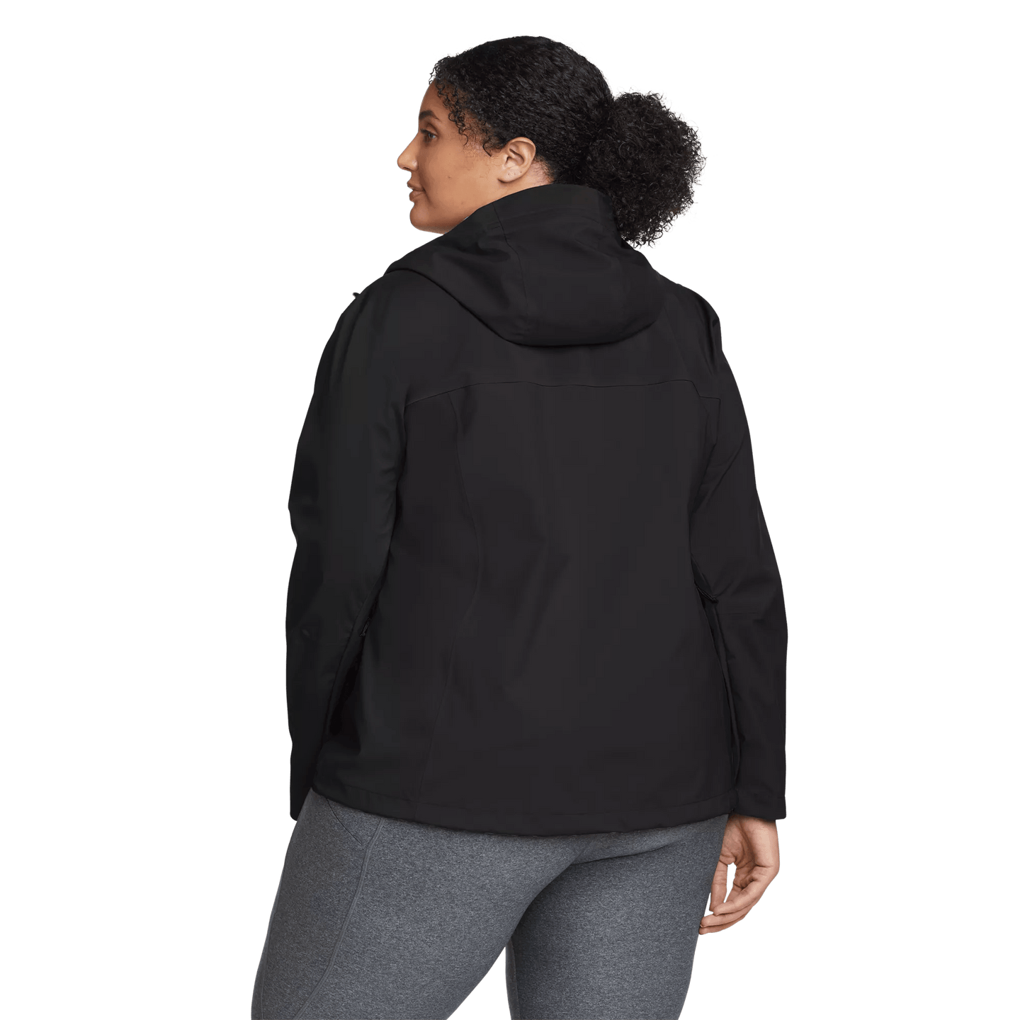 Women's Cloud Cap 3L Waterproof Stretch Hooded Rain Jacket Black Plus-3