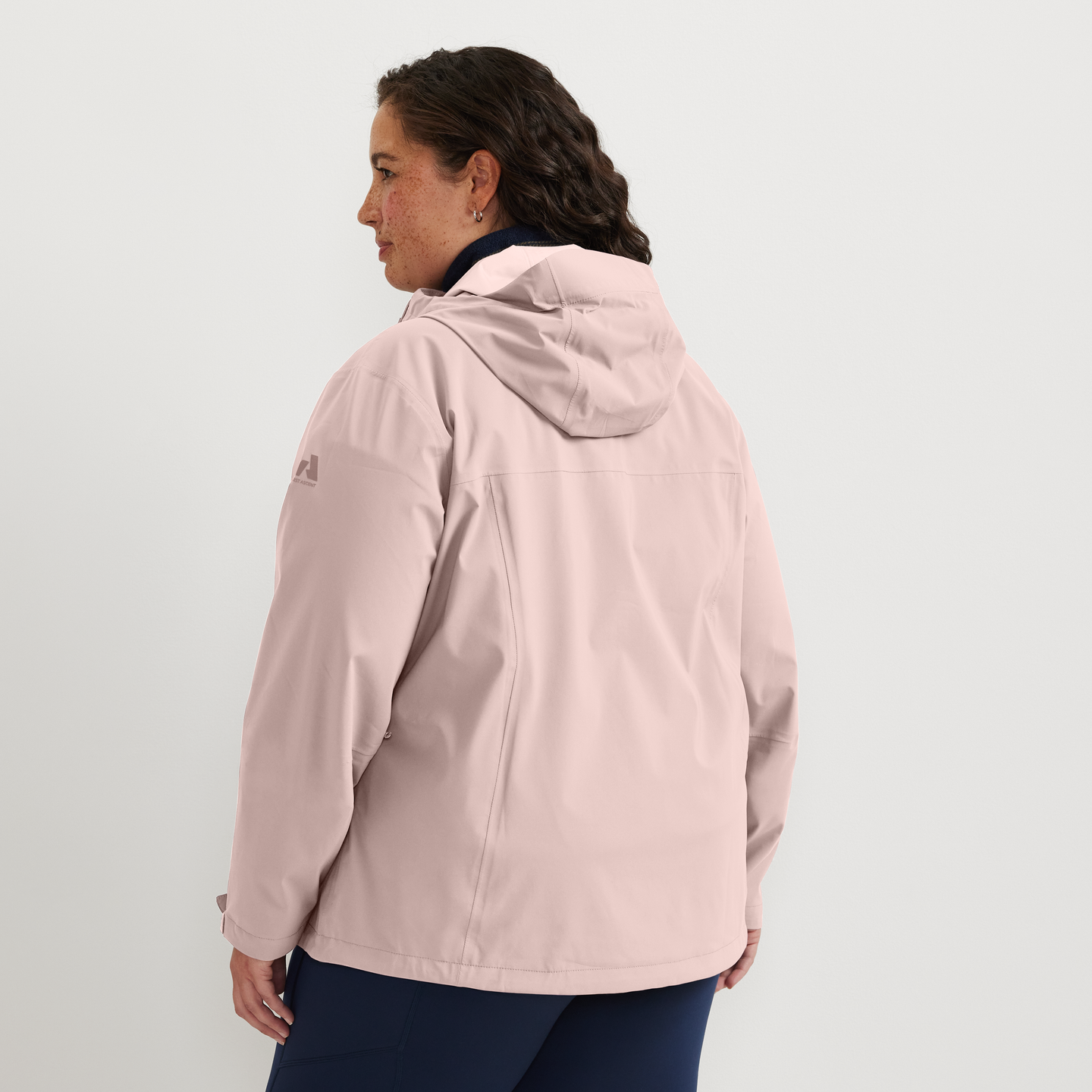 Women's Cloud Cap 3L Waterproof Stretch Hooded Rain Jacket-Calla Lily-Plus-F1
