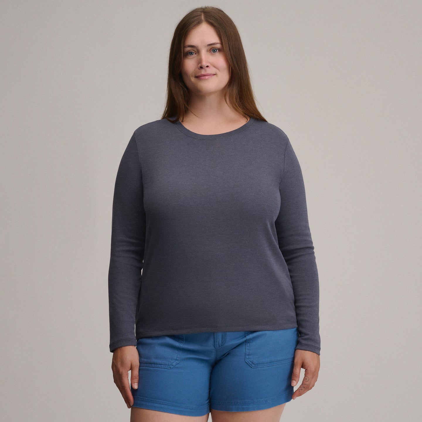 Women's Fav Long Sleeve Crew Neck Tee-Htrindigo-Plus-13