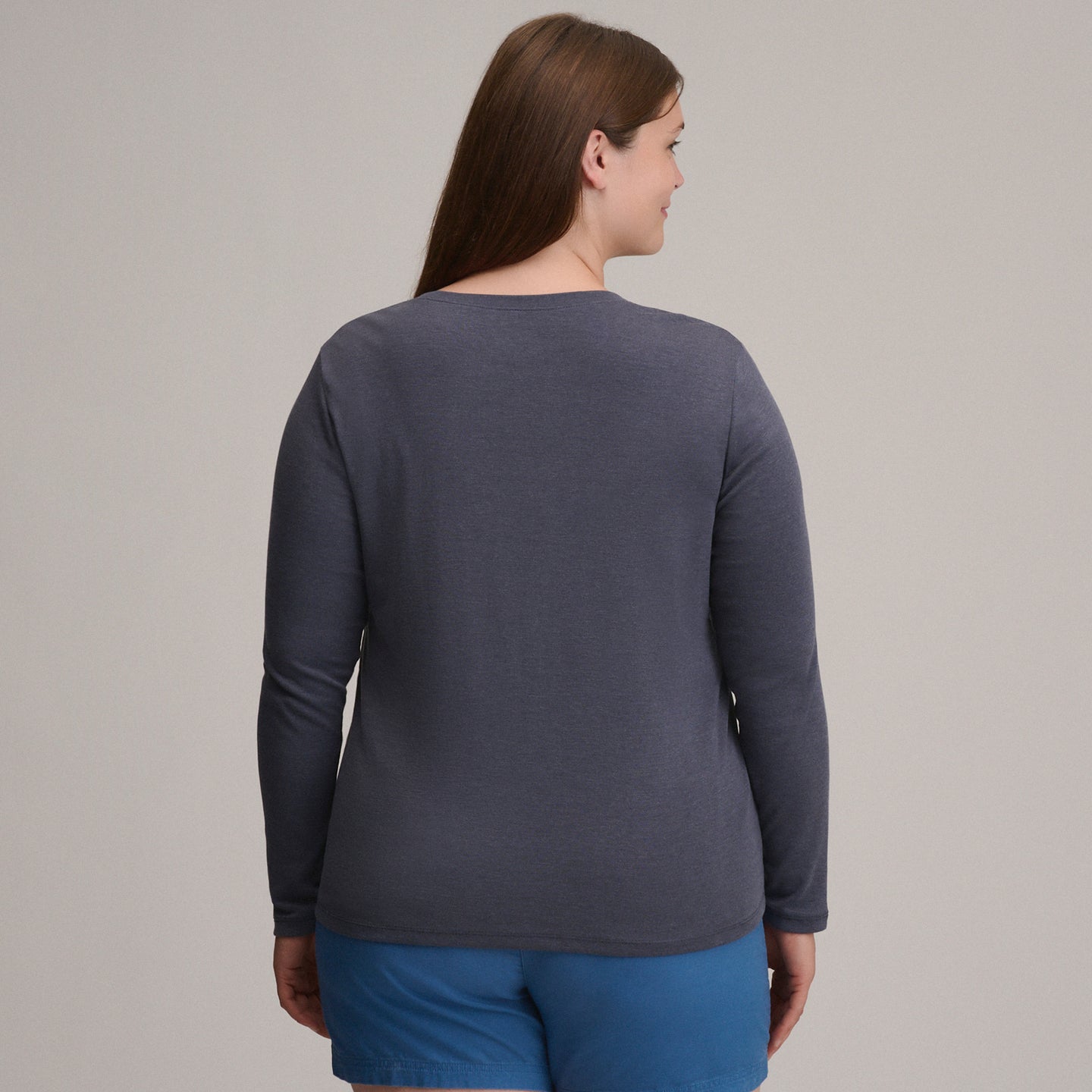Women's Fav Long Sleeve Crew Neck Tee-Htrindigo-Plus-14