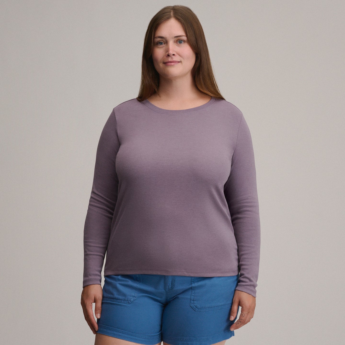 Women's Fav Long Sleeve Crew Neck Tee-Thistle-Plus-37