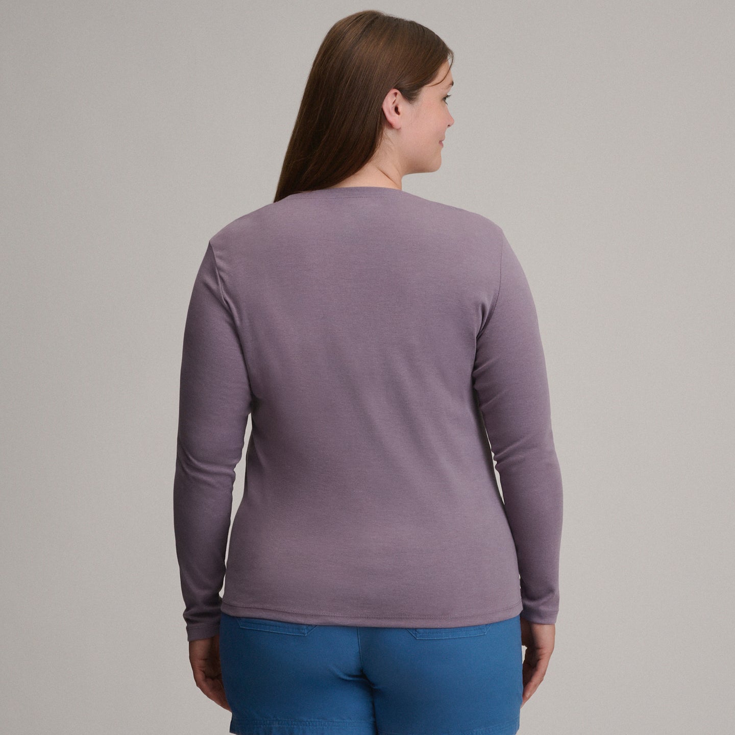 Women's Fav Long Sleeve Crew Neck Tee-Thistle-Plus-38