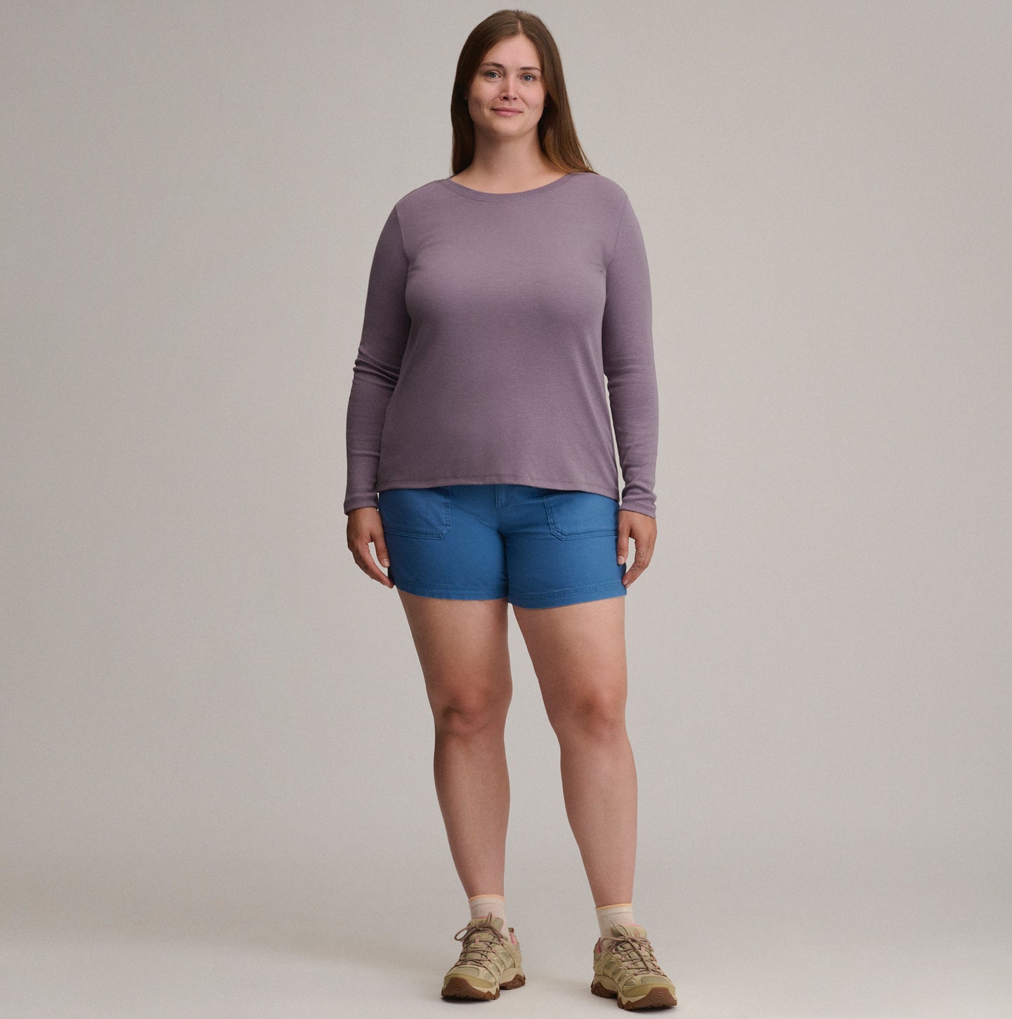 Women's Fav Long Sleeve Crew Neck Tee-Thistle-Plus-40