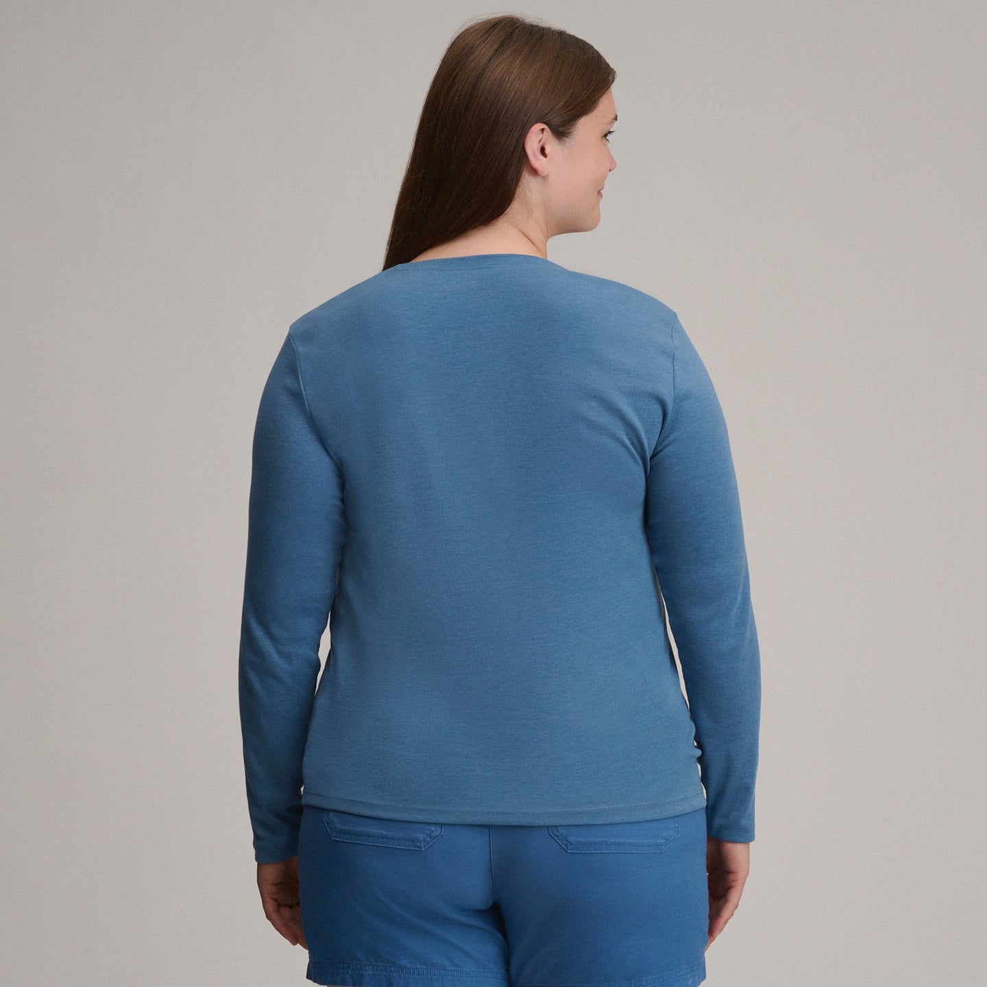 Women's Fav Long Sleeve Crew Neck Tee-Tlblu-Plus-46