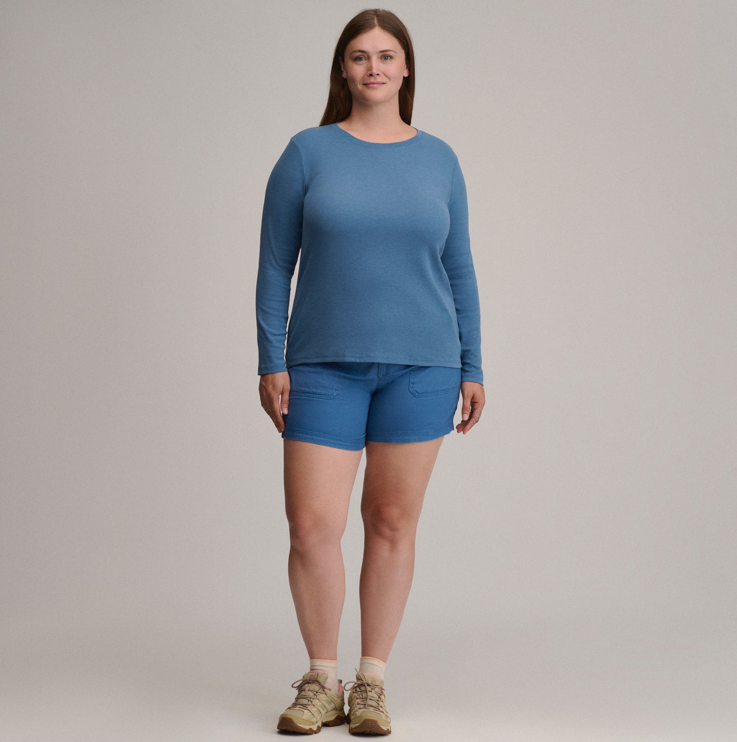 Women's Fav Long Sleeve Crew Neck Tee-Tlblu-Plus-48