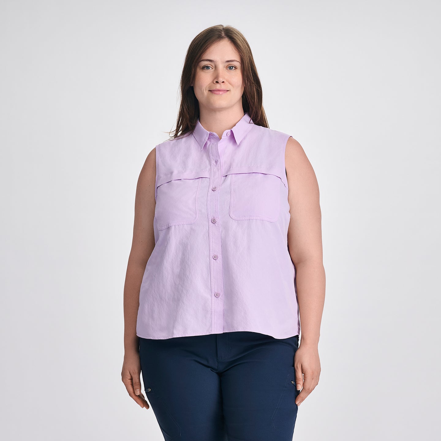 Women's Rainier Ripstop Sleeveless Shirt-Lavender-Plus-C1