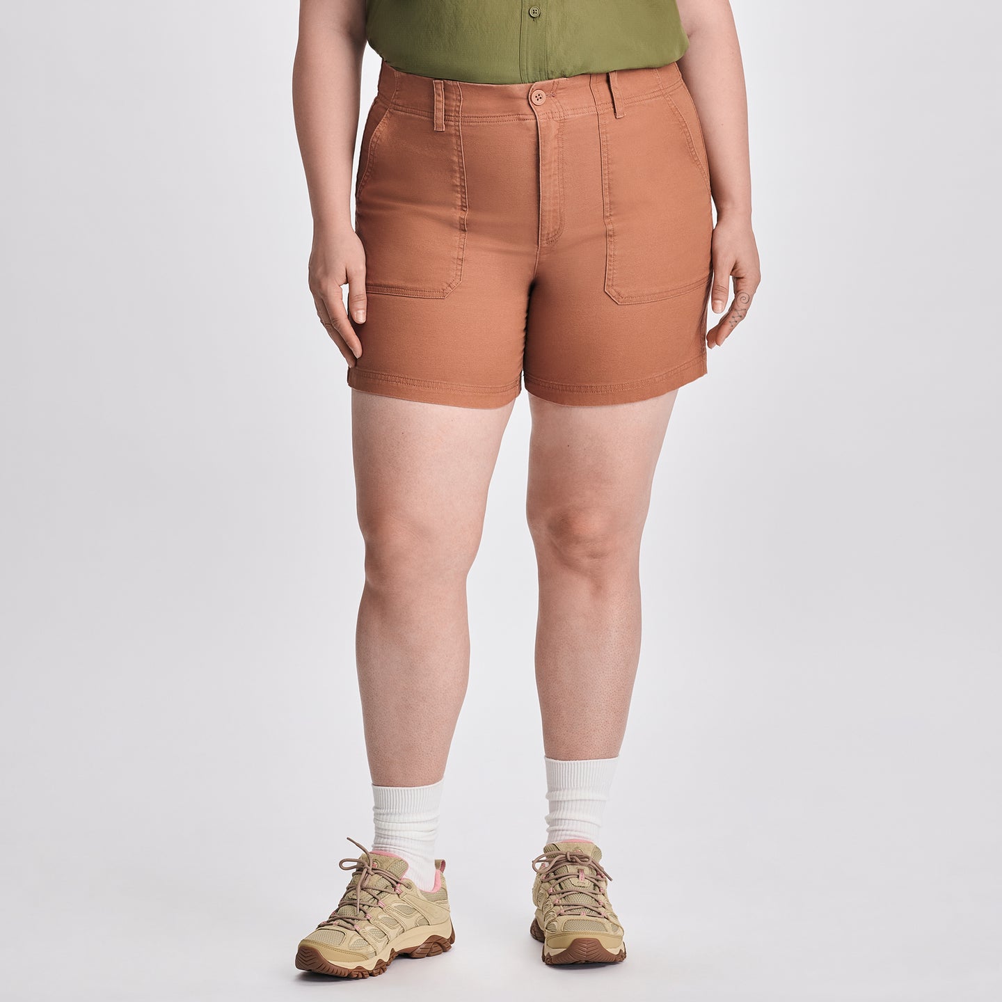 Women's Canvas Utility Shorts-Fawn-1