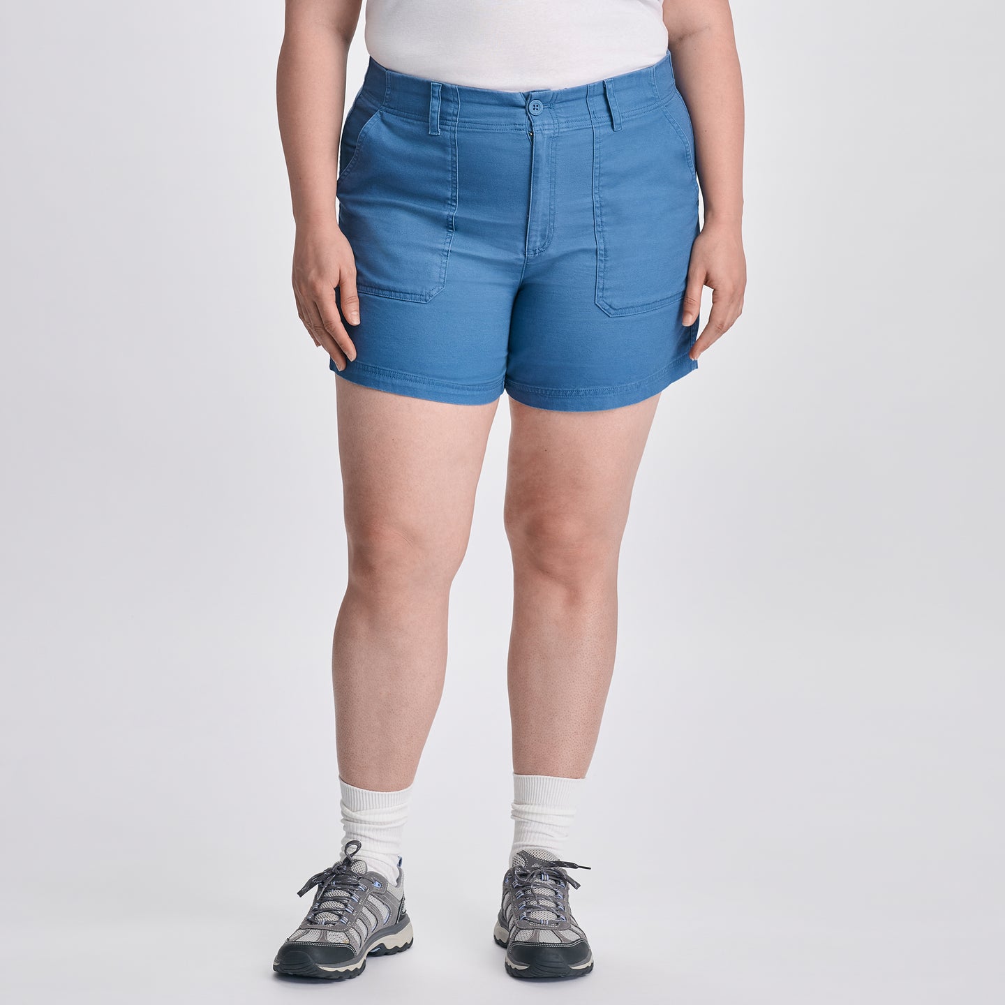 Women's Canvas Utility Shorts-Tile Blue-3