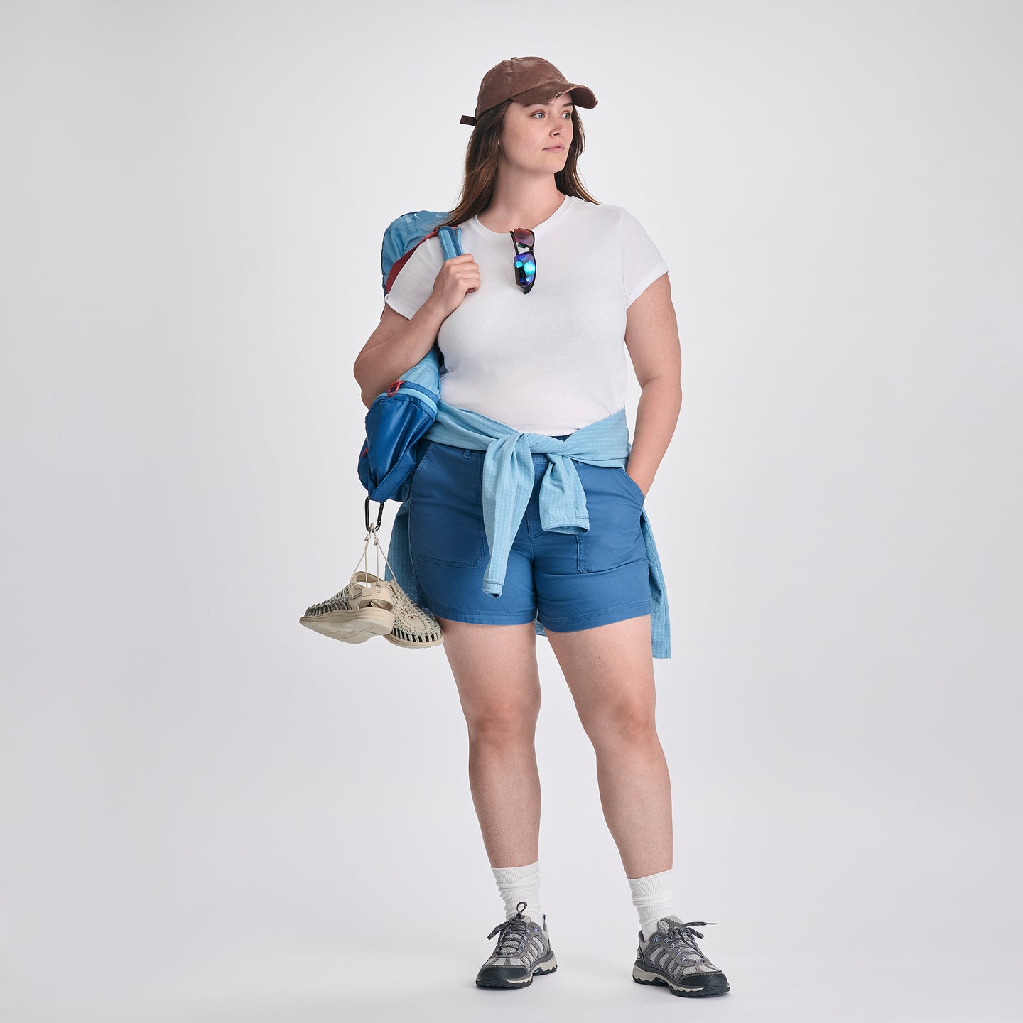 Women's Canvas Utility Shorts-Tile Blue-6