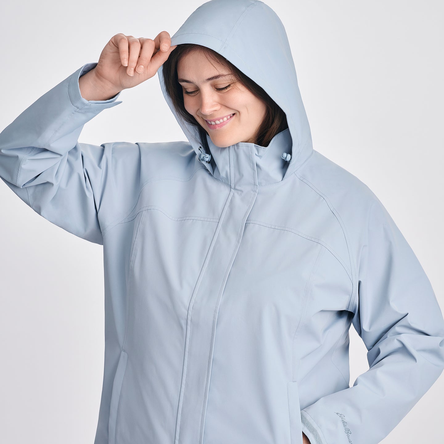 Women's Rainfoil® Waterproof Packable Hooded Rain Jacket-Blue Smoke-3