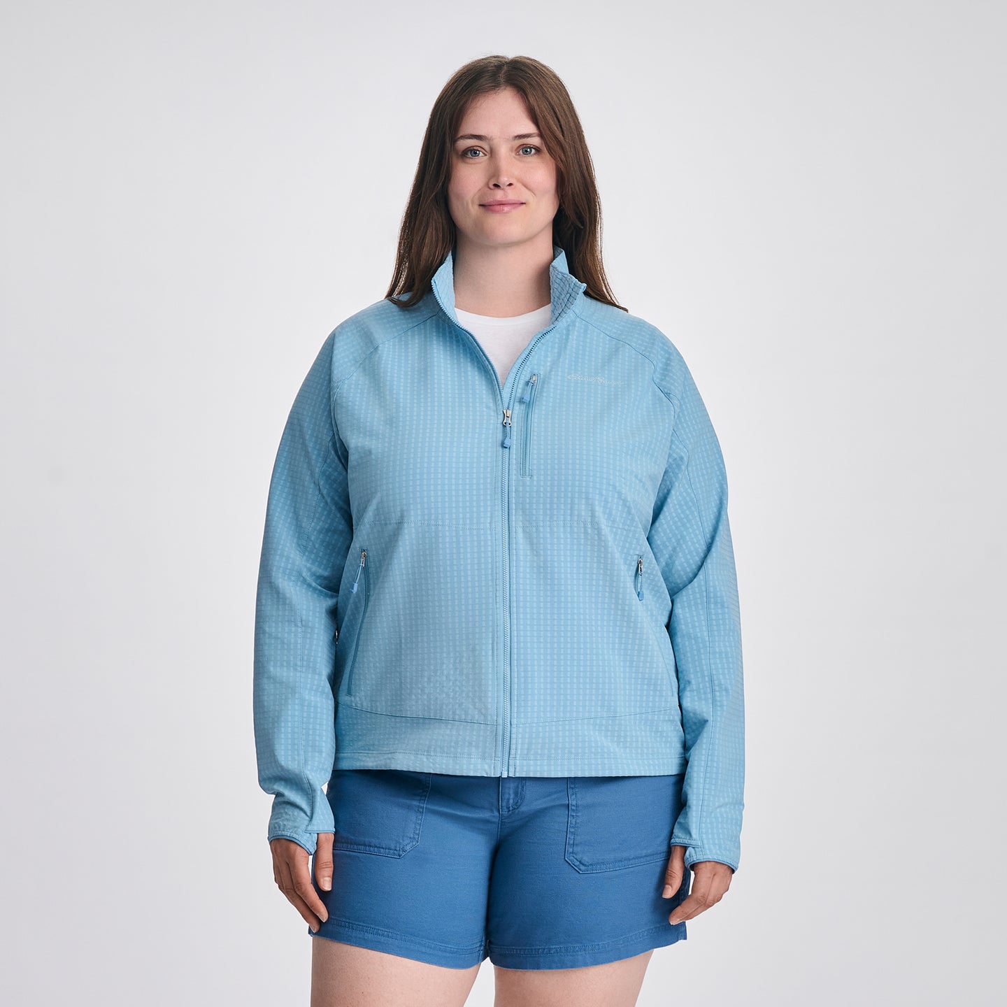Women's Sandstone Backbone Grid Jacket-Blue Fog-Plus-C1