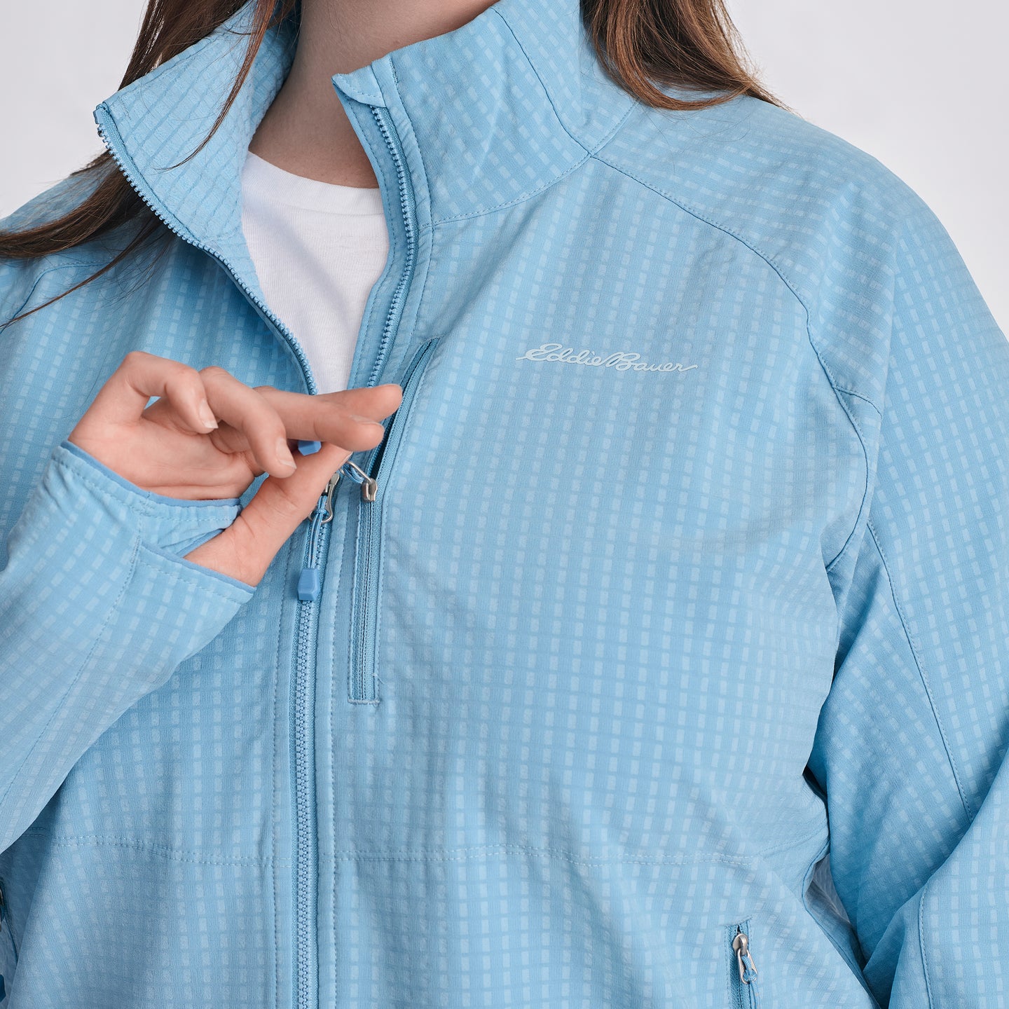 Women's Sandstone Backbone Grid Jacket-Blue Fog-Regular-P2