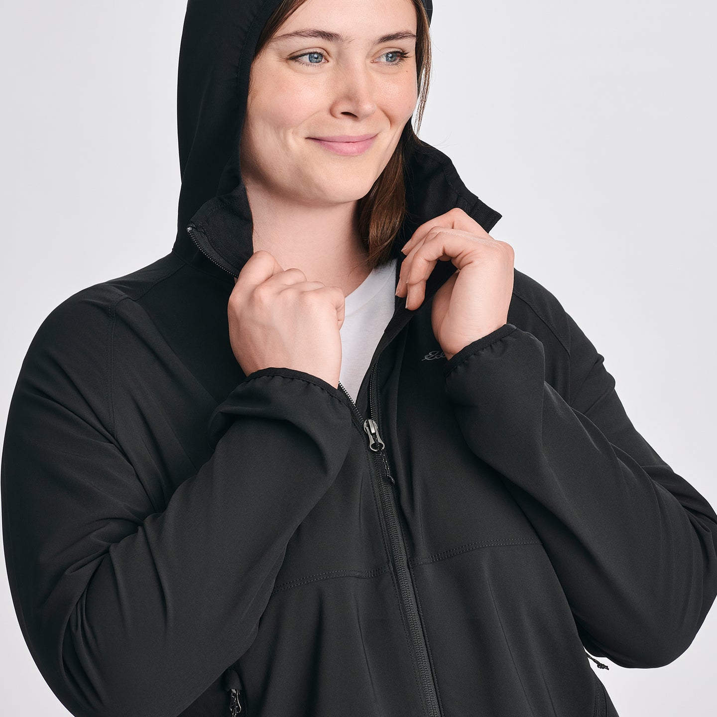 Women's Stratify Soft Shell Hoodie-Black-3