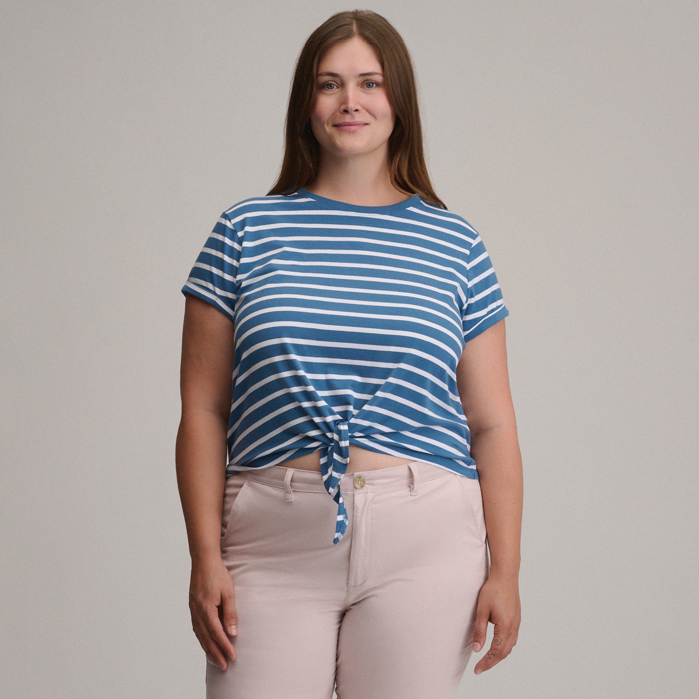 Women's Temp Lite Tie Front Tank-Blue-Plus-21