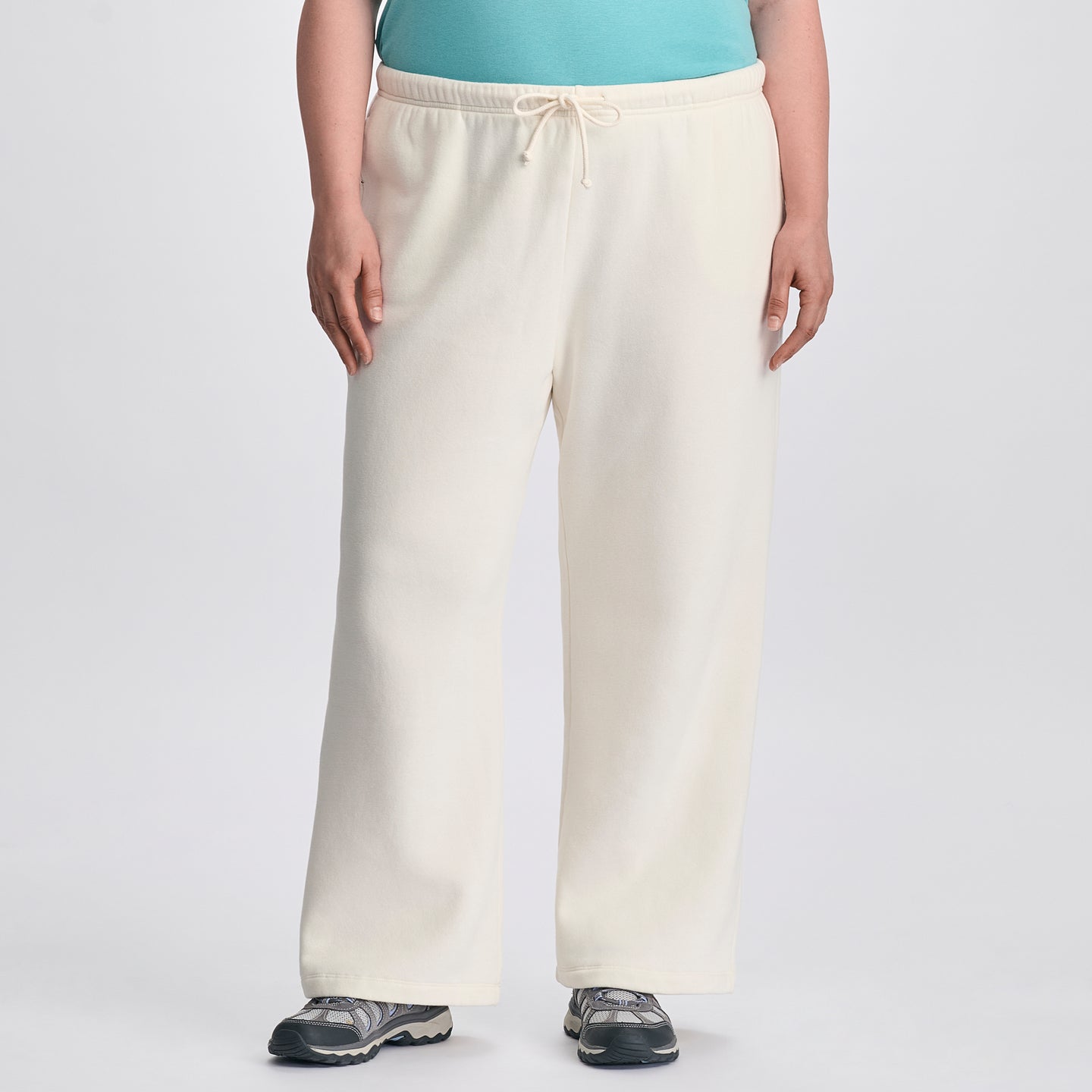 Women's Vintage Soft Relaxed Fit Wide Leg Sweatpants-Ivory-1