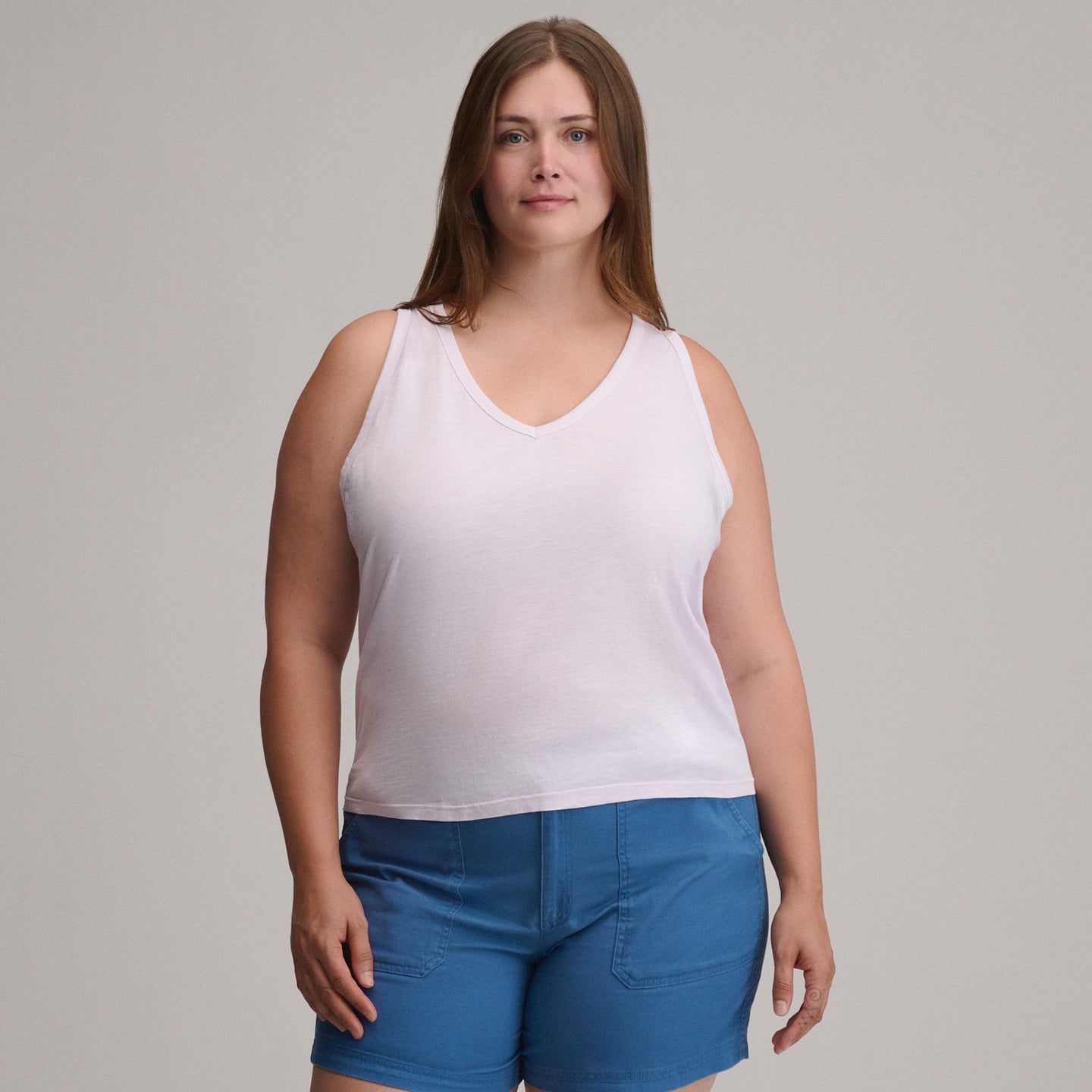 Women's Sunwashed Cotton V-Neck Tank-Cosmos-Plus-5