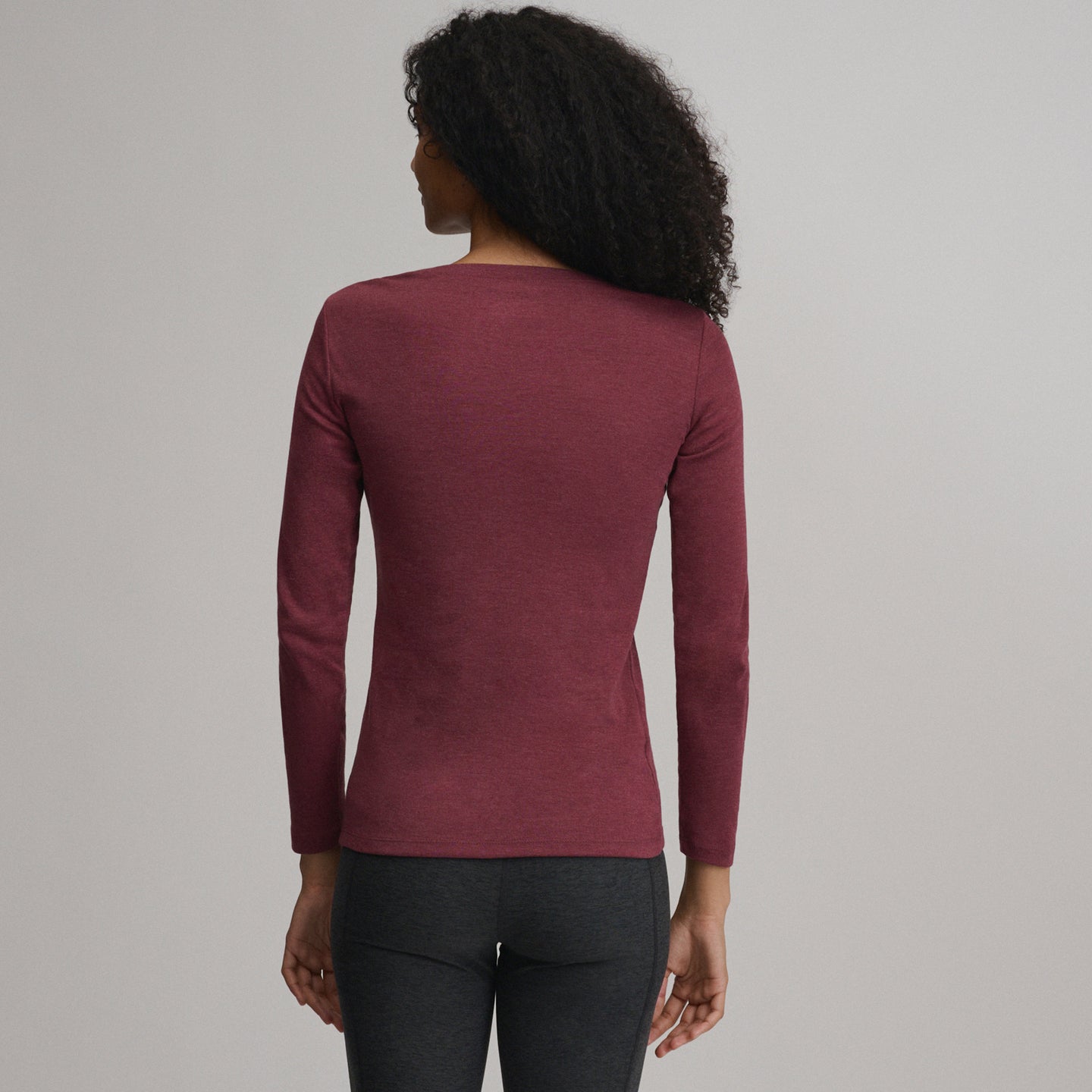 Women's Fav Long Sleeve Crew Neck Tee-Blkcherry-2