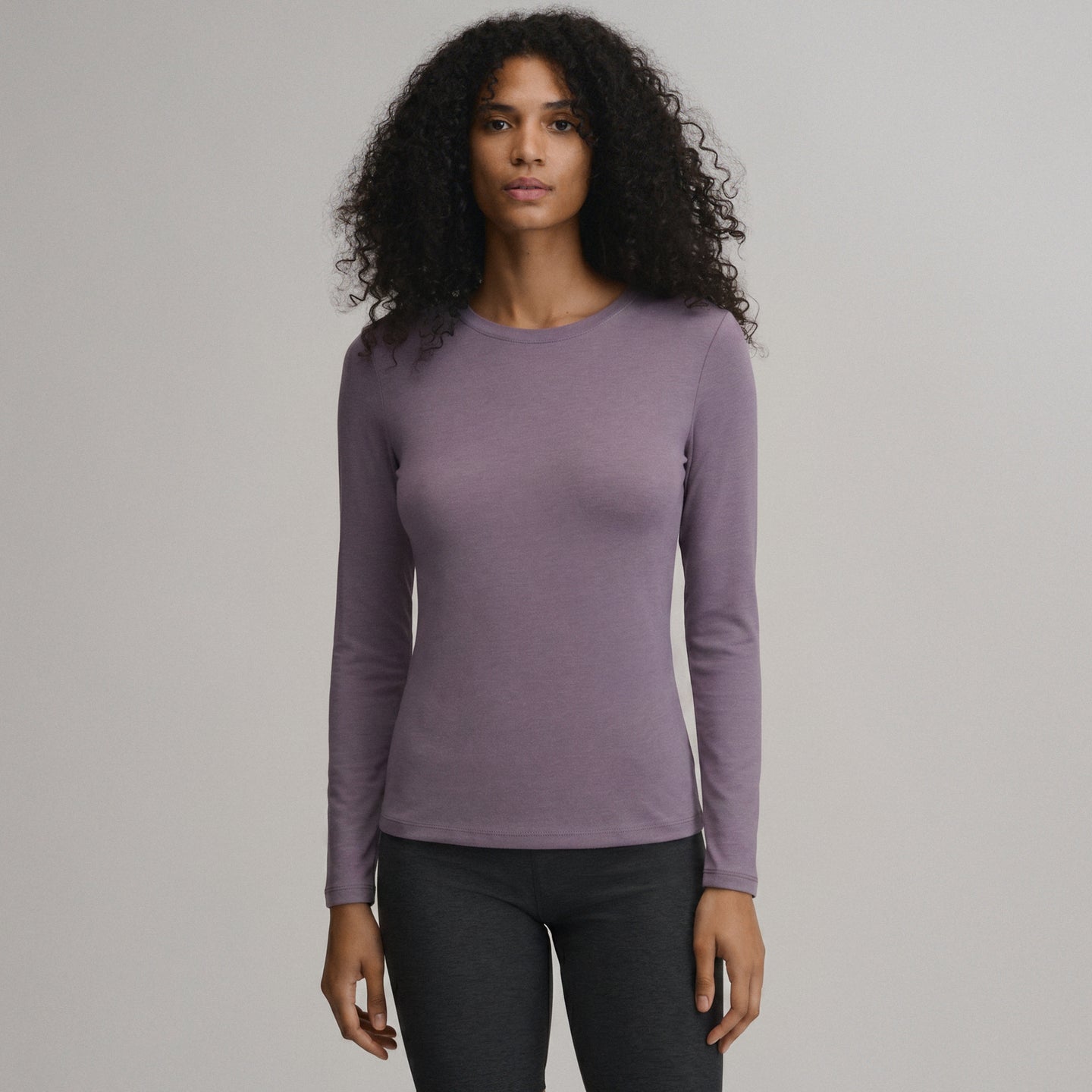 Women's Fav Long Sleeve Crew Neck Tee-Thistle-33