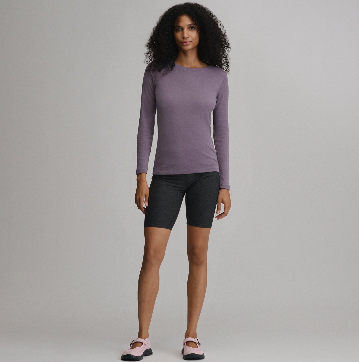 Women's Fav Long Sleeve Crew Neck Tee-Thistle-36