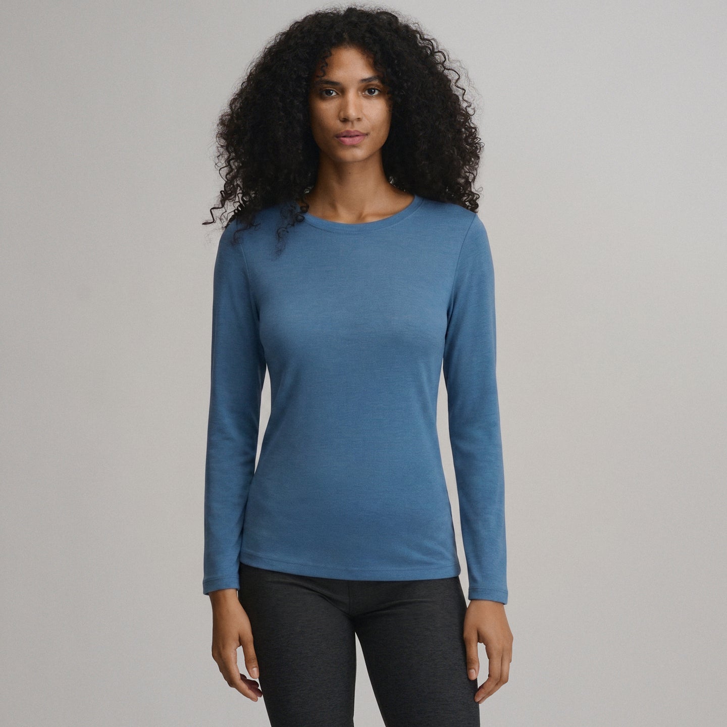 Women's Fav Long Sleeve Crew Neck Tee-Tlblu-41