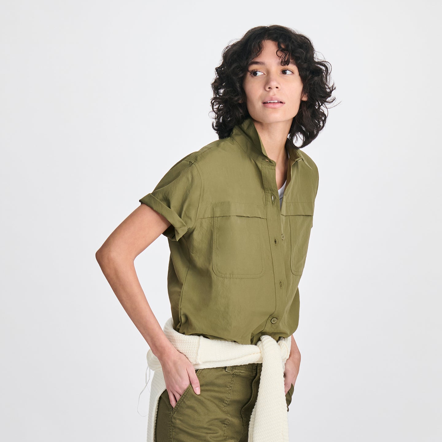 Women's Rainier Short-Sleeve Ripstop Shirt-Alder-3