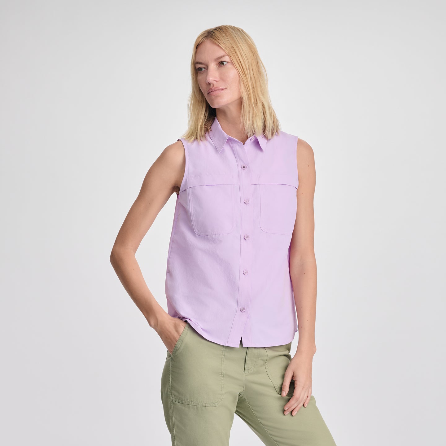 Women's Rainier Ripstop Sleeveless Shirt-Lavender-Regular-C1