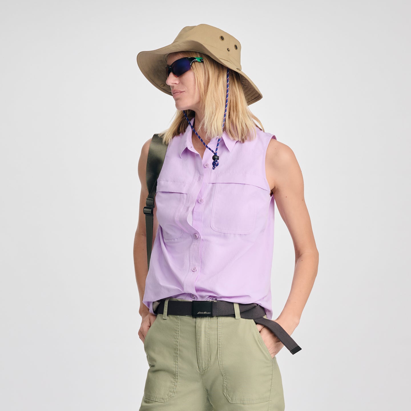 Women's Rainier Ripstop Sleeveless Shirt-Lavender-Regular-T2