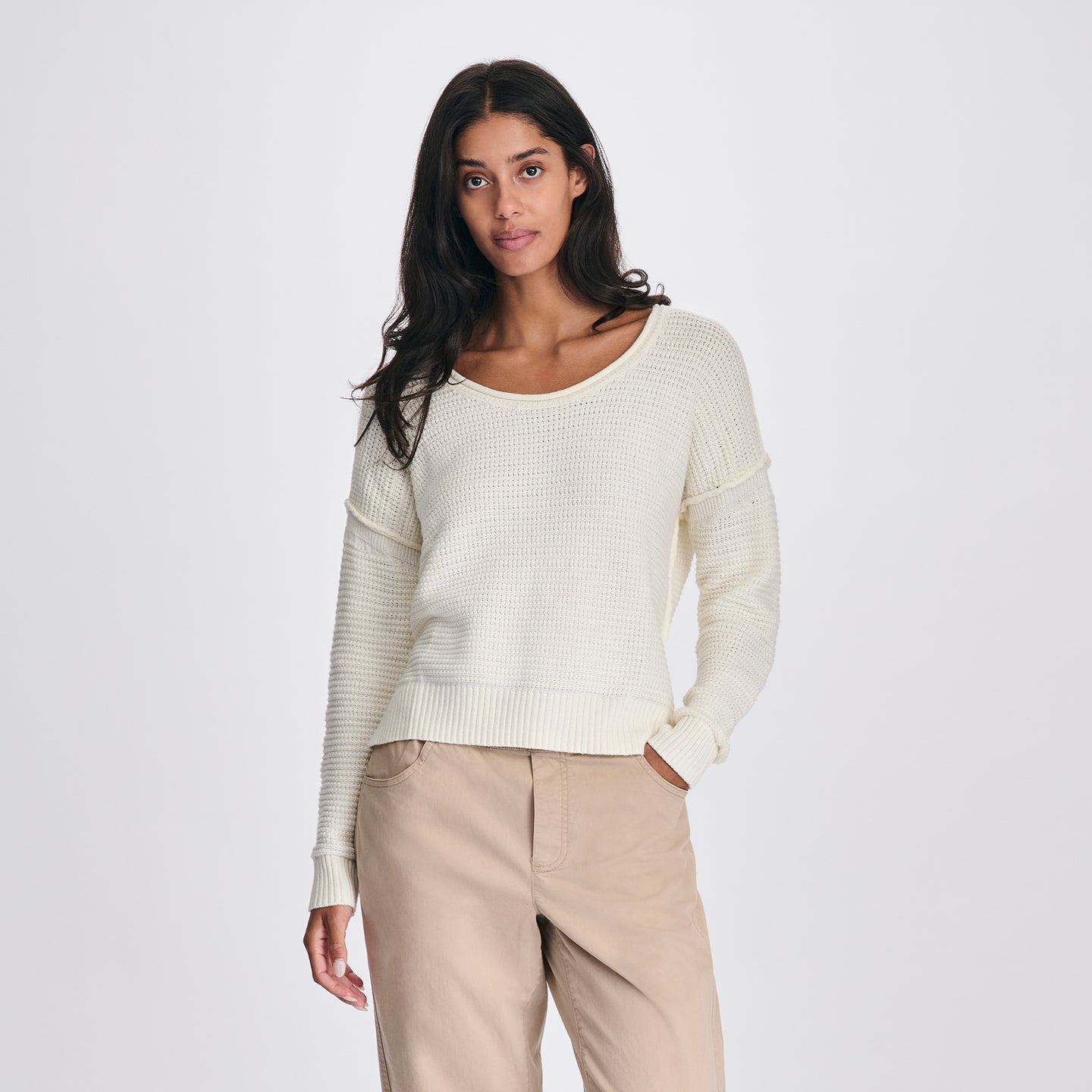 Women's Roll Neck Sweater-Cream-Regular-C1