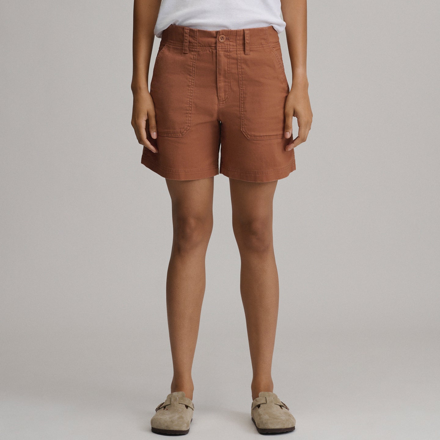 Women's Canvas Utility Shorts-Fawn-1