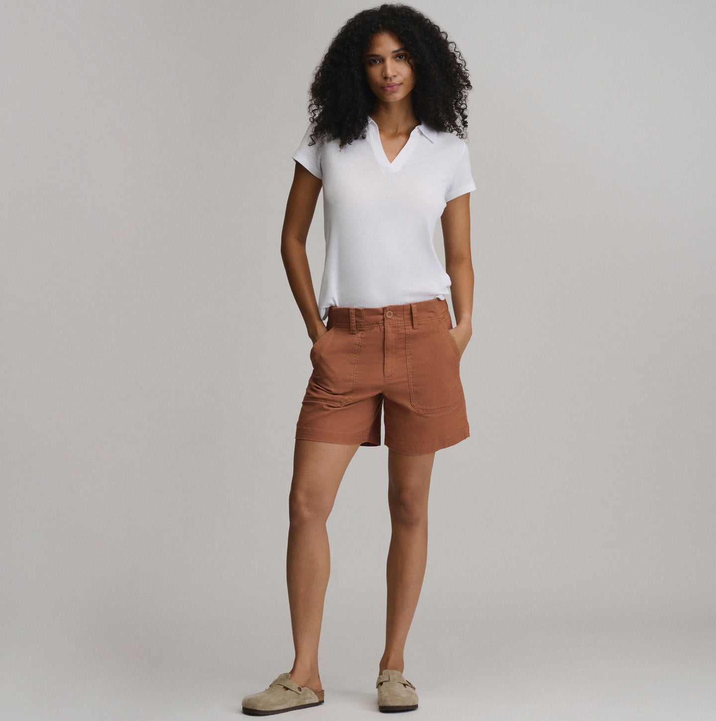 Women's Canvas Utility Shorts-Fawn-4