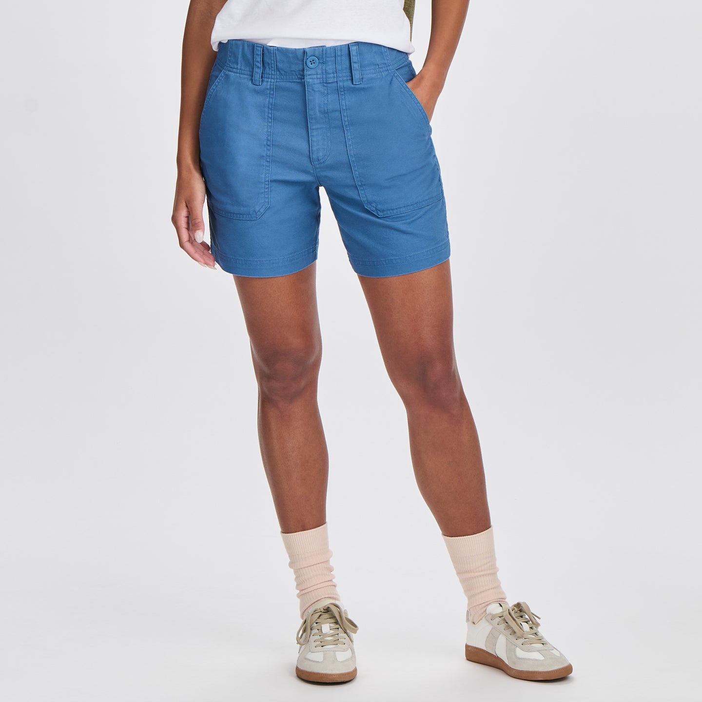 Women's Canvas Utility Shorts-Tile Blue-Regular-C1