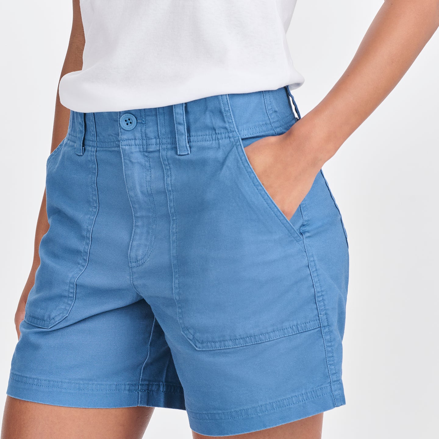 Women's Canvas Utility Shorts-Tile Blue-5