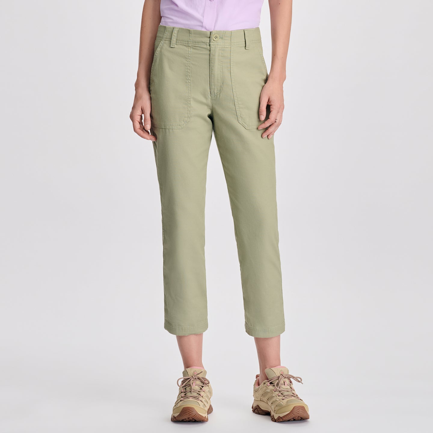 Women's Utility Stretch Canvas Kick Cropped Pants-Dusty Sage-1