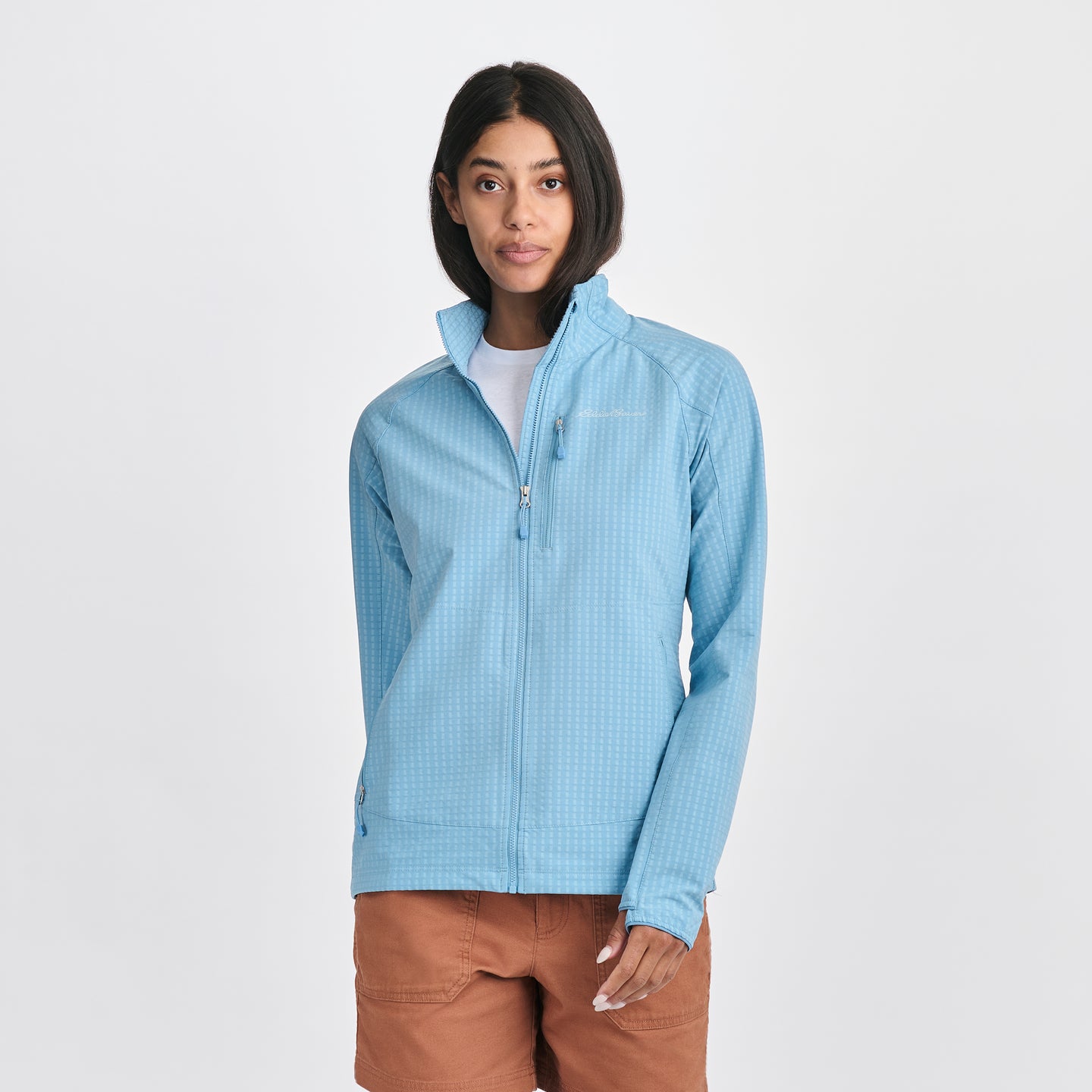 Women's Sandstone Backbone Grid Jacket-Blue Fog-Regular-C1
