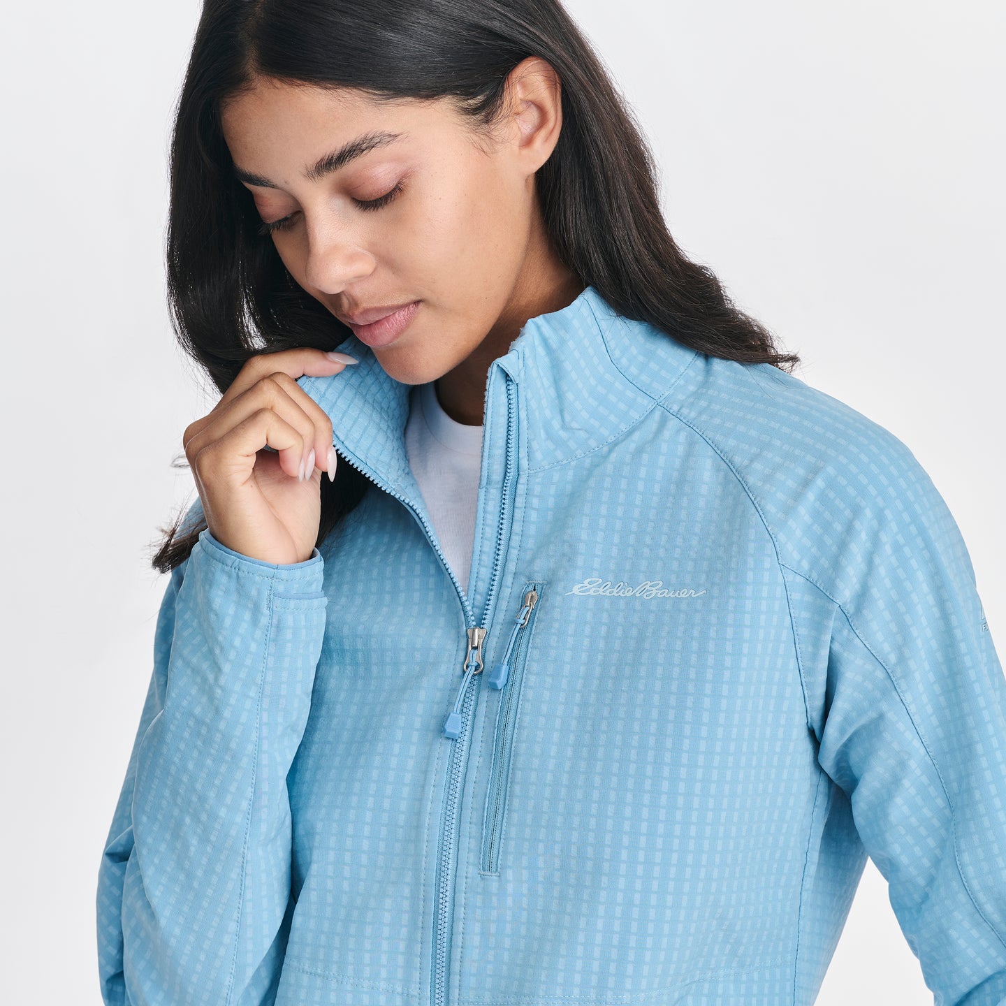 Women's Sandstone Backbone Grid Jacket-Blue Fog-Regular-P1