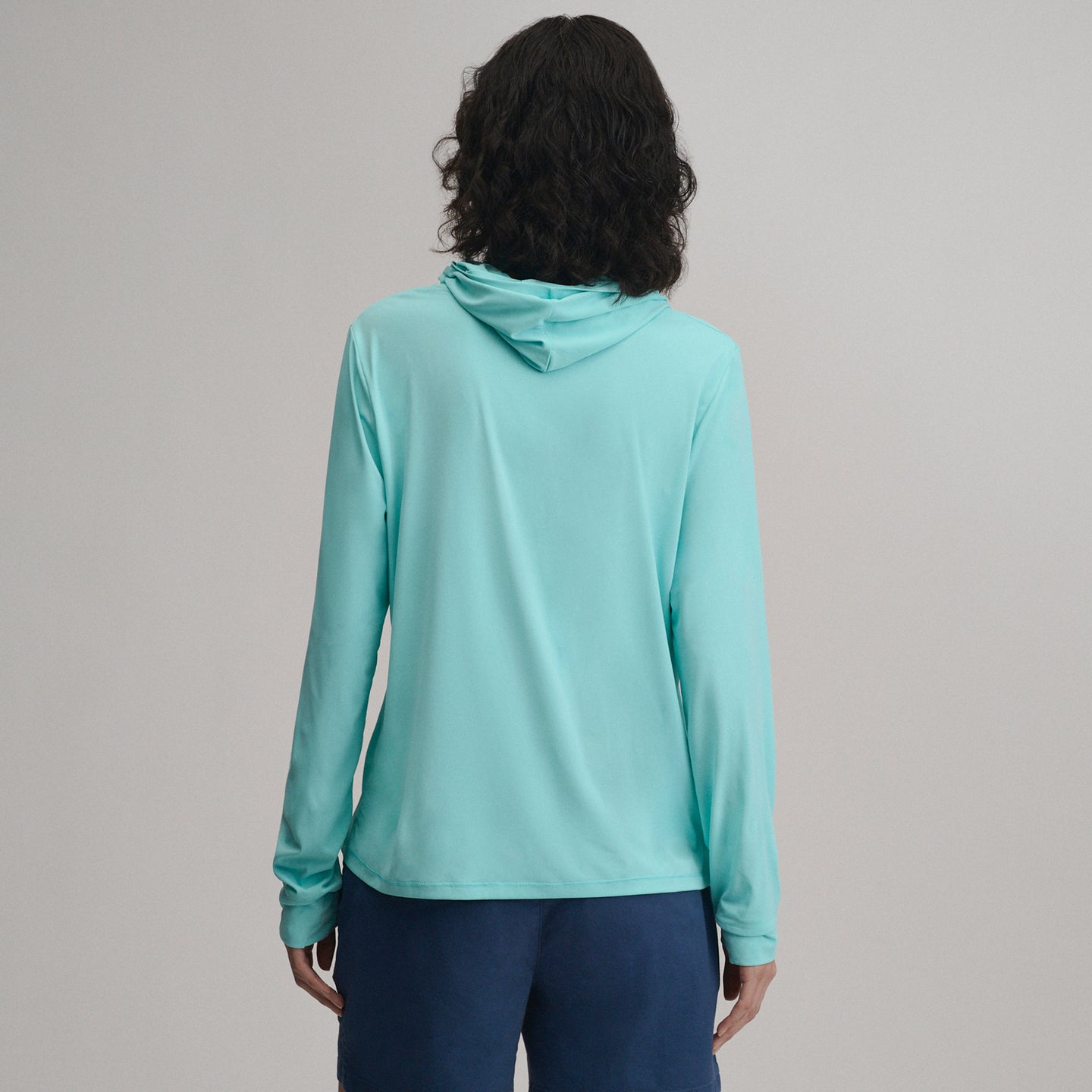 Women's Sundrift UPF Long Sleeve Hoodie-Tropical Blue-2