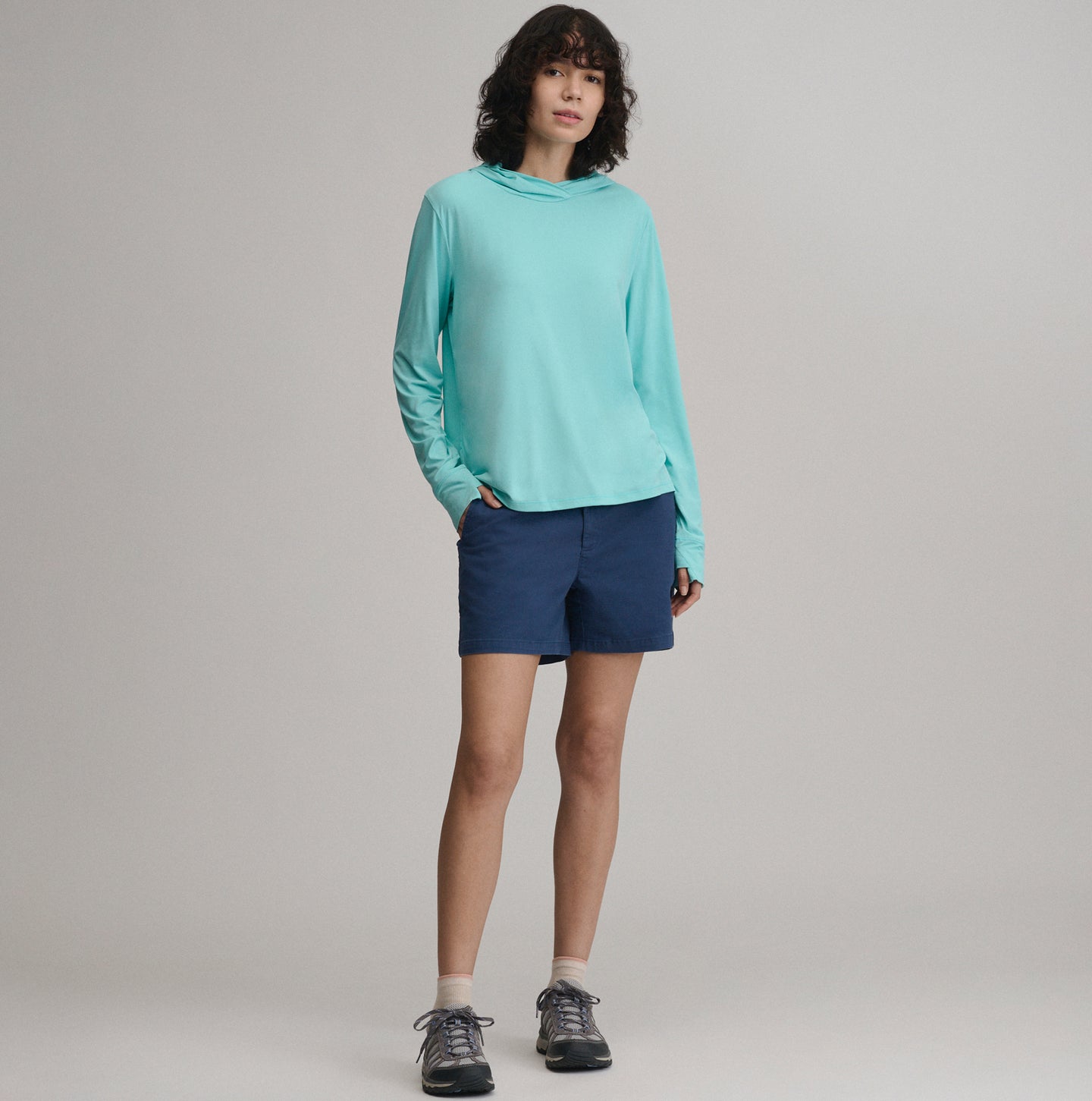 Women's Sundrift UPF Long Sleeve Hoodie-Tropical Blue-5