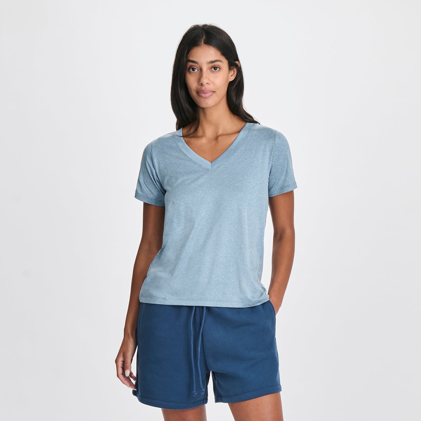 Women's Surreal Travel V-Neck T-Shirt-Tile Blue-22