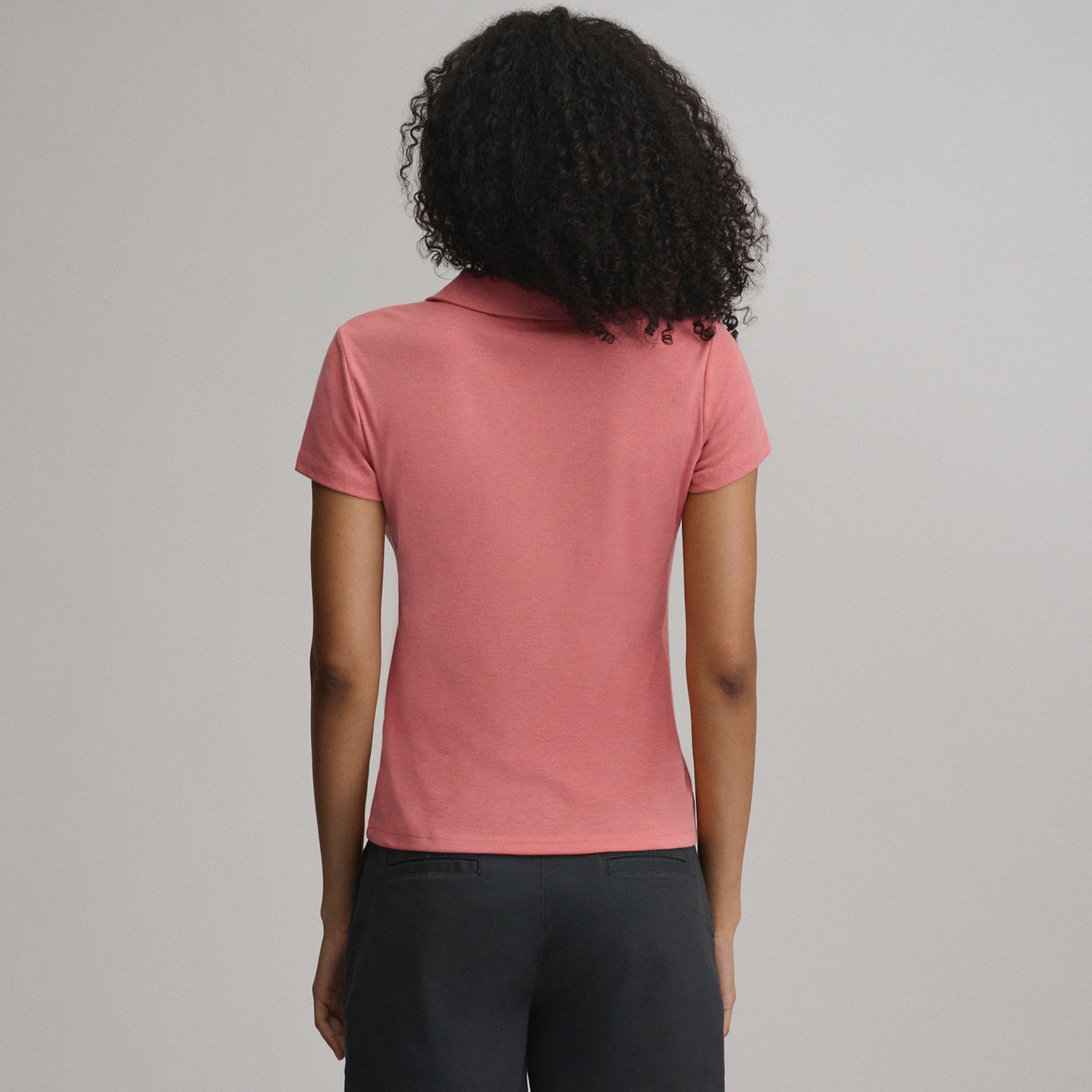 Women's Everyday Short Sleeve Collared Split Neck-Tangelo-2