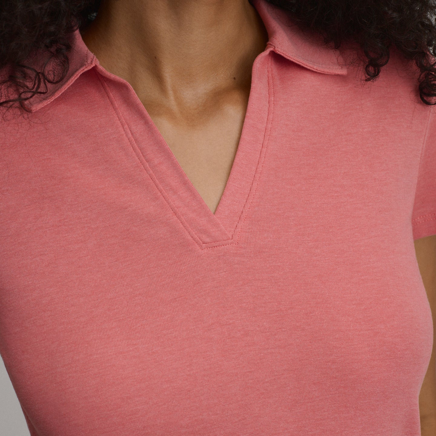 Women's Everyday Short Sleeve Collared Split Neck-Tangelo-3