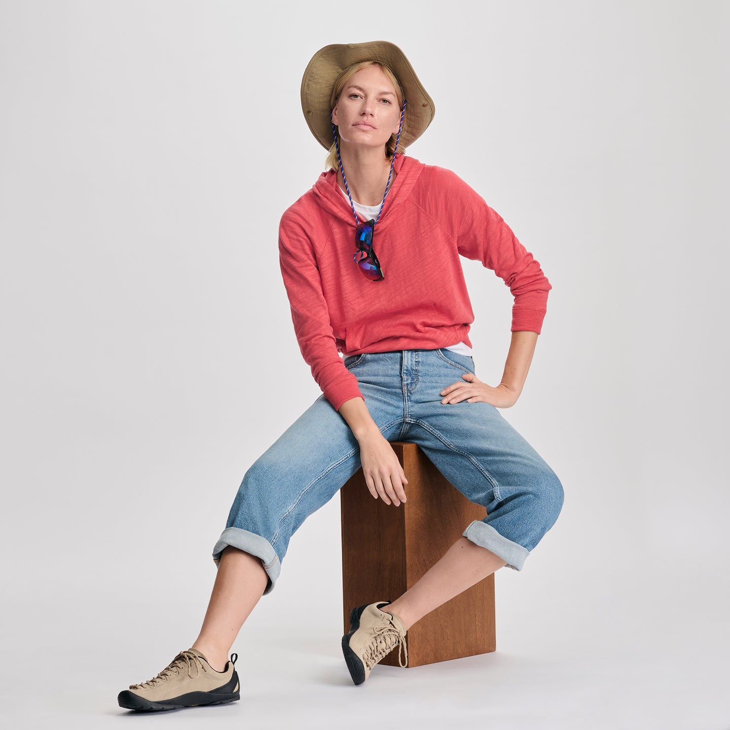 Women's Waverly Cotton Slub Hoodie-Rhubarb-7