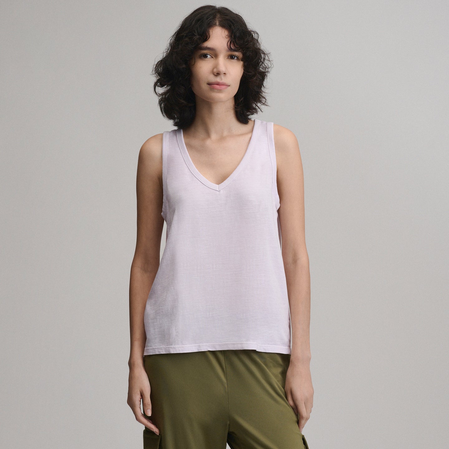 Women's Sunwashed Cotton V-Neck Tank-Cosmos-1