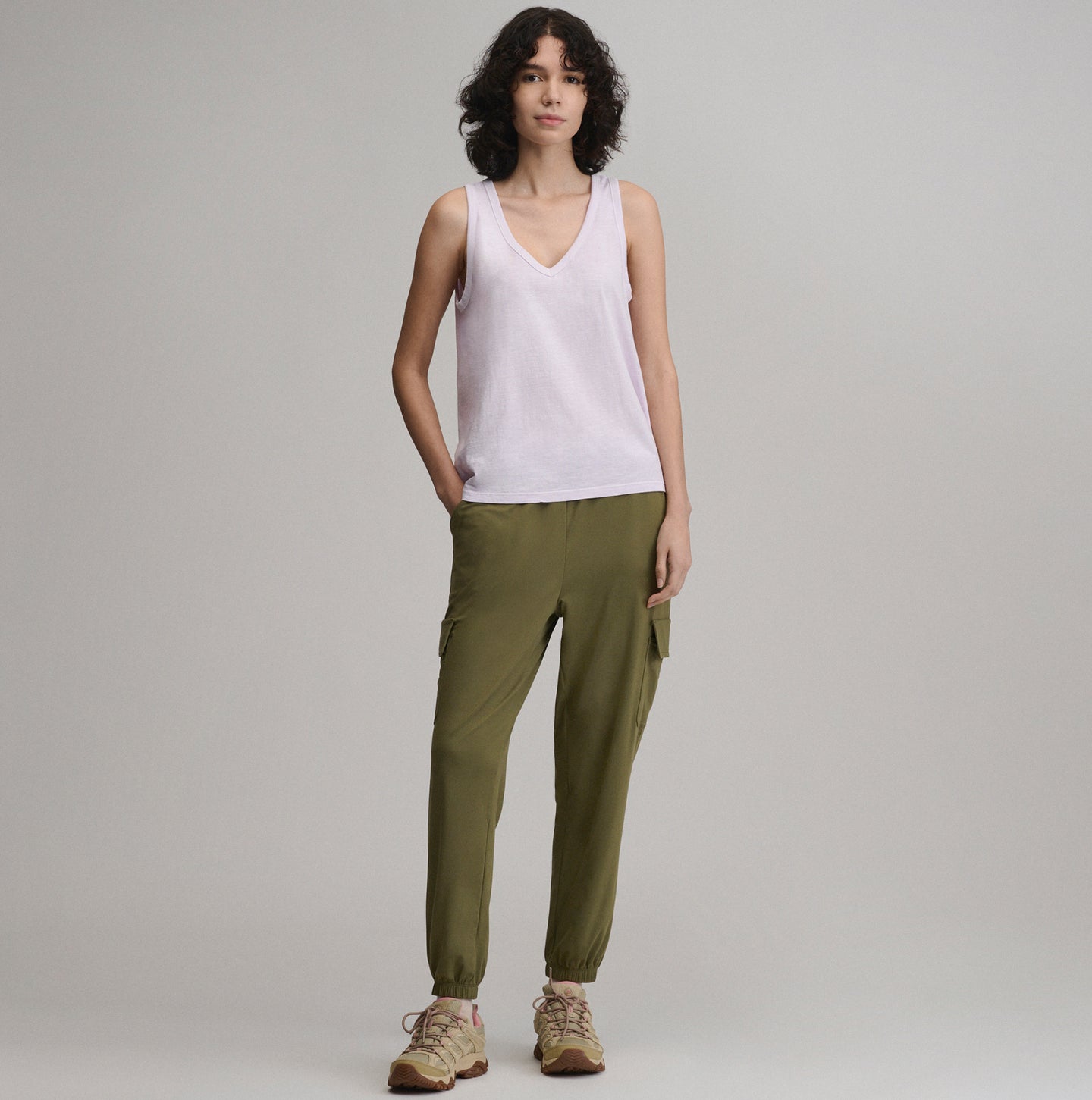 Women's Sunwashed Cotton V-Neck Tank-Cosmos-4